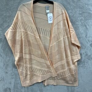 Chico's Cardigan Women's L XL Knit Oversized Knit Open Front Orange EUC Layering